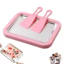 Poêle Crème Glacée Roulée — Plaque Froide + 2 Grattoirs